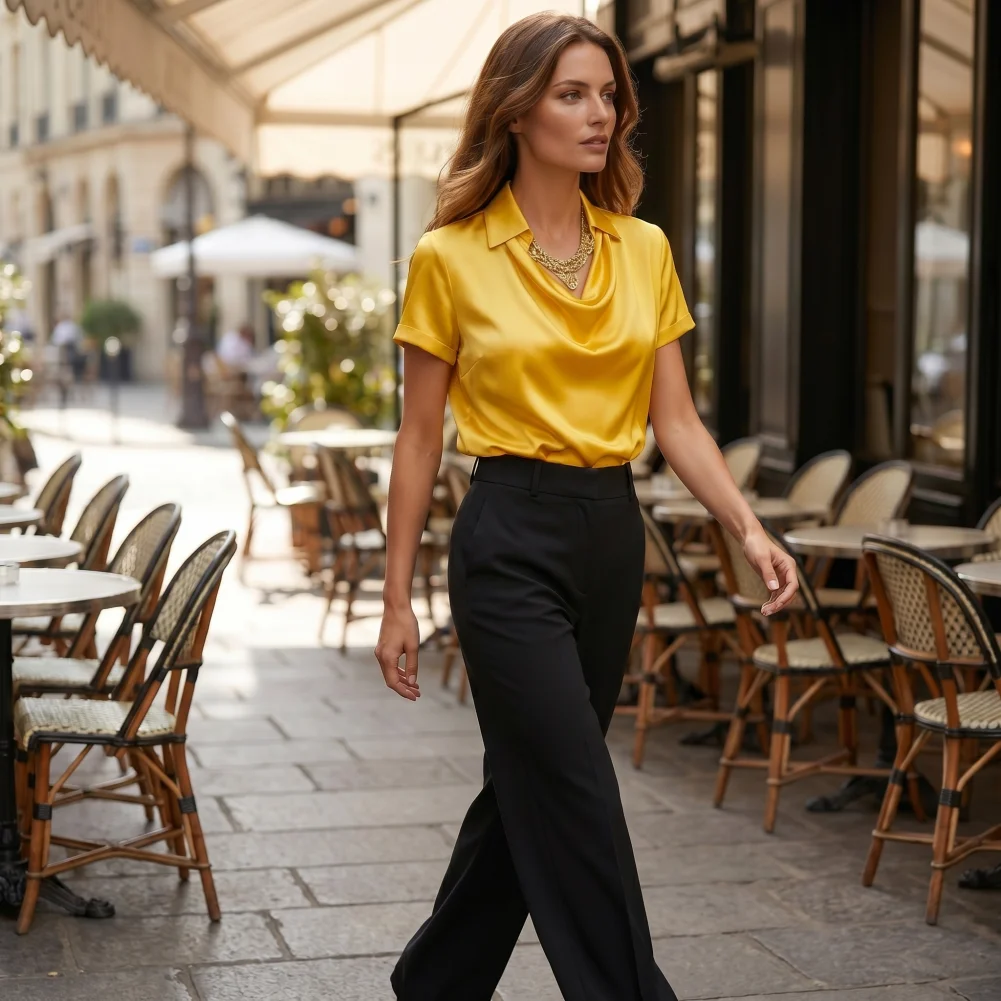Women Tops Women Shirt Women’s Satin Short Sleeve Shirt Lapel Collar Top Loose Fit Swing Blouse for Summer Wear Comfortable
Women Tops Women Shirt Women’s Satin Short Sleeve Shirt Lapel Collar Top Loose Fit Swing Blouse for Summer Wear Comfortable