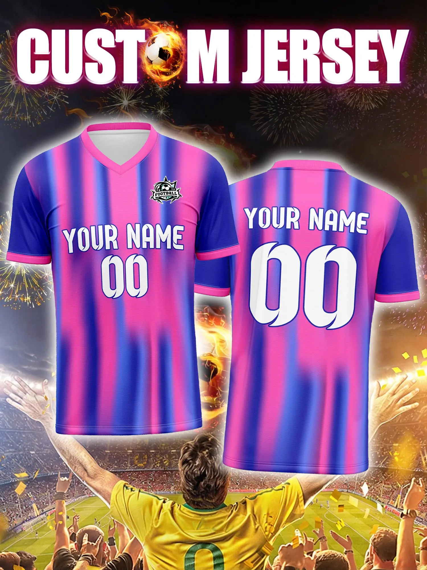 Футбольная форма на заказ с индивидуальным изображением, номером и именем, официальным логотипом клуба.
Футбольная форма на заказ с индивидуальным изображением, номером и именем, официальным логотипом клуба.