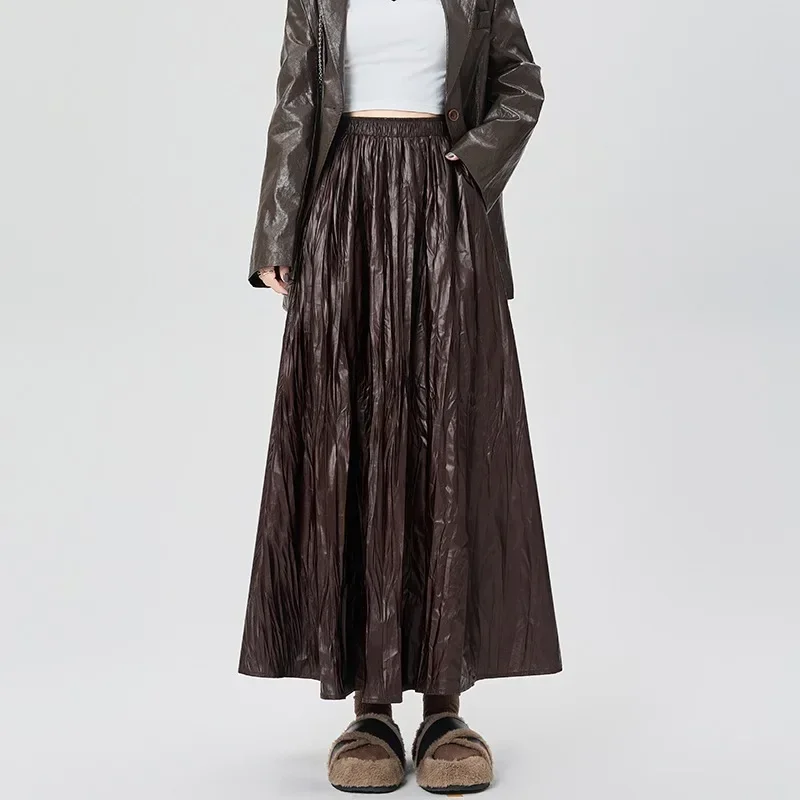 2024 Pleated Pu Leather Skirts Women 2024 Autumn High Waist A-line Solid Color Korean Office Lady Versatile Fashion Skirt Female
2024 Pleated Pu Leather Skirts Women 2024 Autumn High Waist A-line Solid Color Korean Office Lady Versatile Fashion Skirt Female