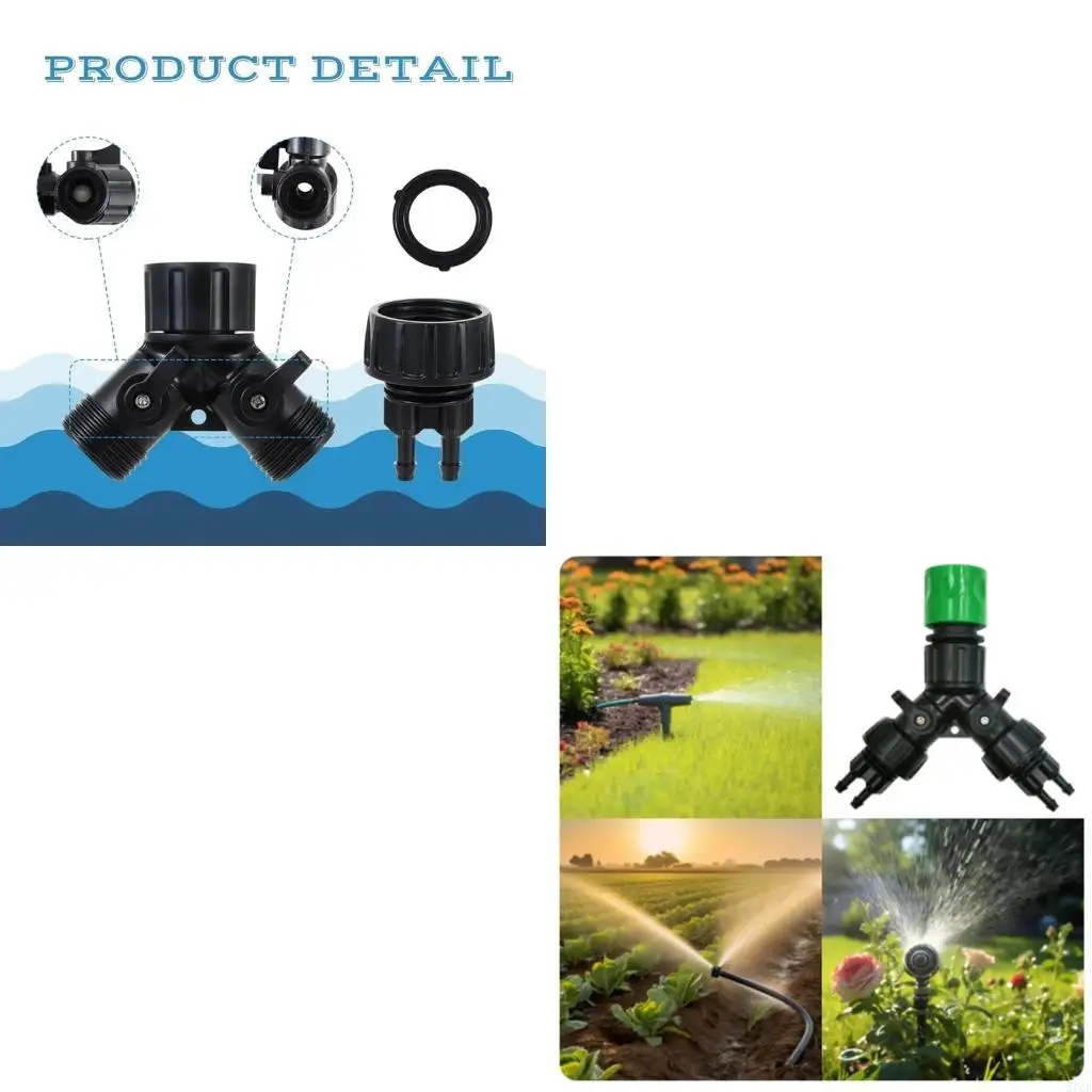 Garden Hose Y Adapters 2 Independent Valves 3/4inch Threaded Port Simple Installation for Double Irrigation
Garden Hose Y Adapters 2 Independent Valves 3/4inch Threaded Port Simple Installation for Double Irrigation