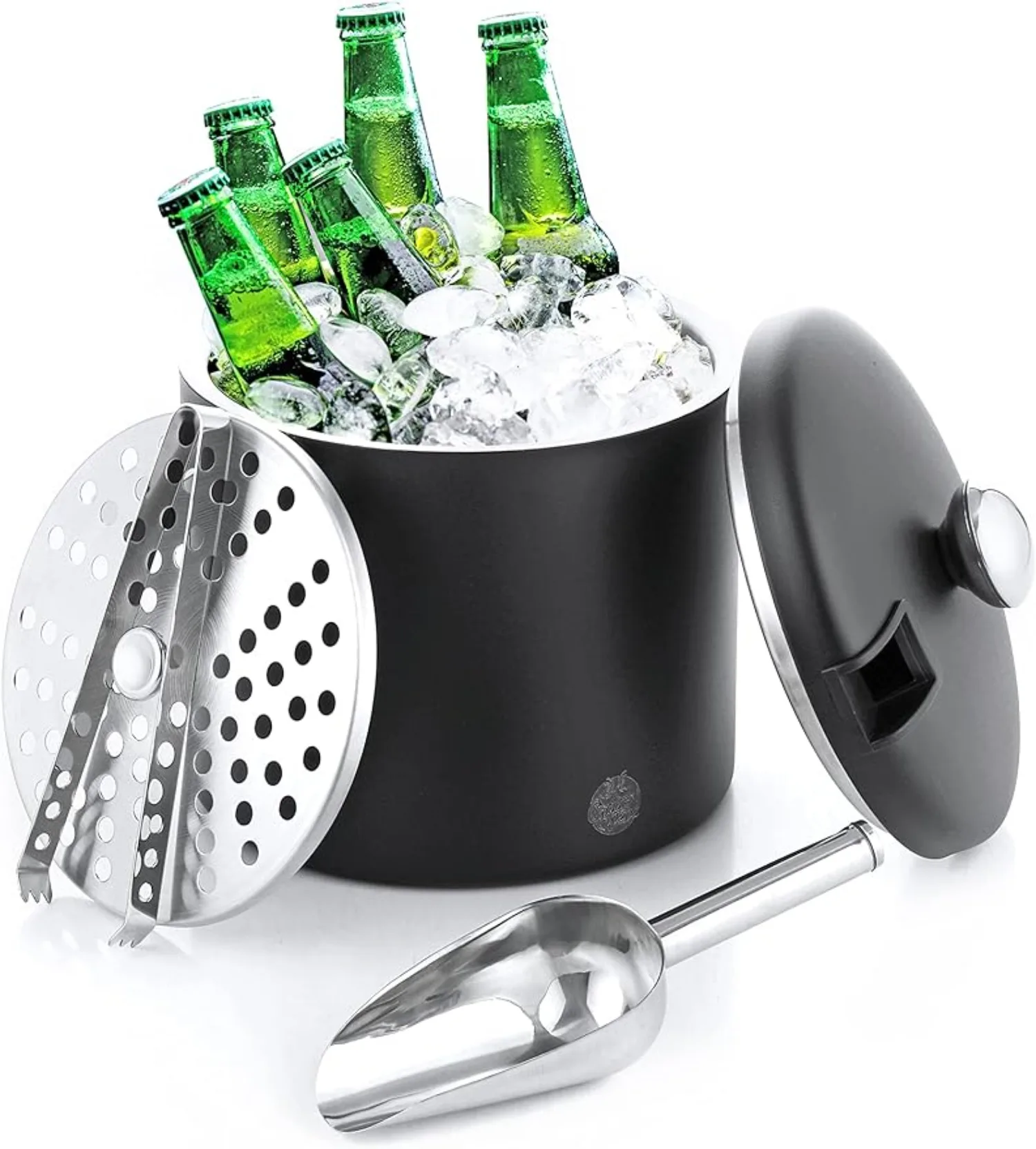 Ice Bucket Matte Black 3.4-Quart Double-Wall Insulated Stainless Steel Ice Bucket with Strainer Lid Clamp Scoop - Keep It Cold
Ice Bucket Matte Black 3.4-Quart Double-Wall Insulated Stainless Steel Ice Bucket with Strainer Lid Clamp Scoop - Keep It Cold