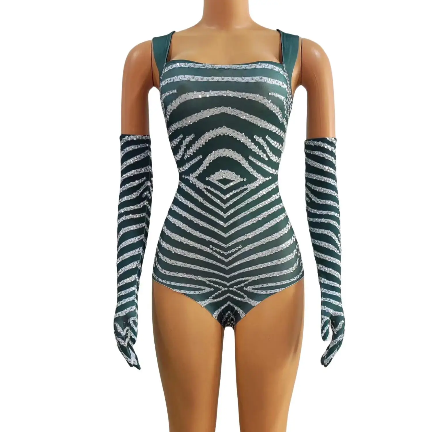Luxury Rhinestones Stripe Leotard Gloves Women Birthday Party Nightclub Sexy Bodysuit Mesh Dance Performance Costume Stage Wear
Luxury Rhinestones Stripe Leotard Gloves Women Birthday Party Nightclub Sexy Bodysuit Mesh Dance Performance Costume Stage Wear