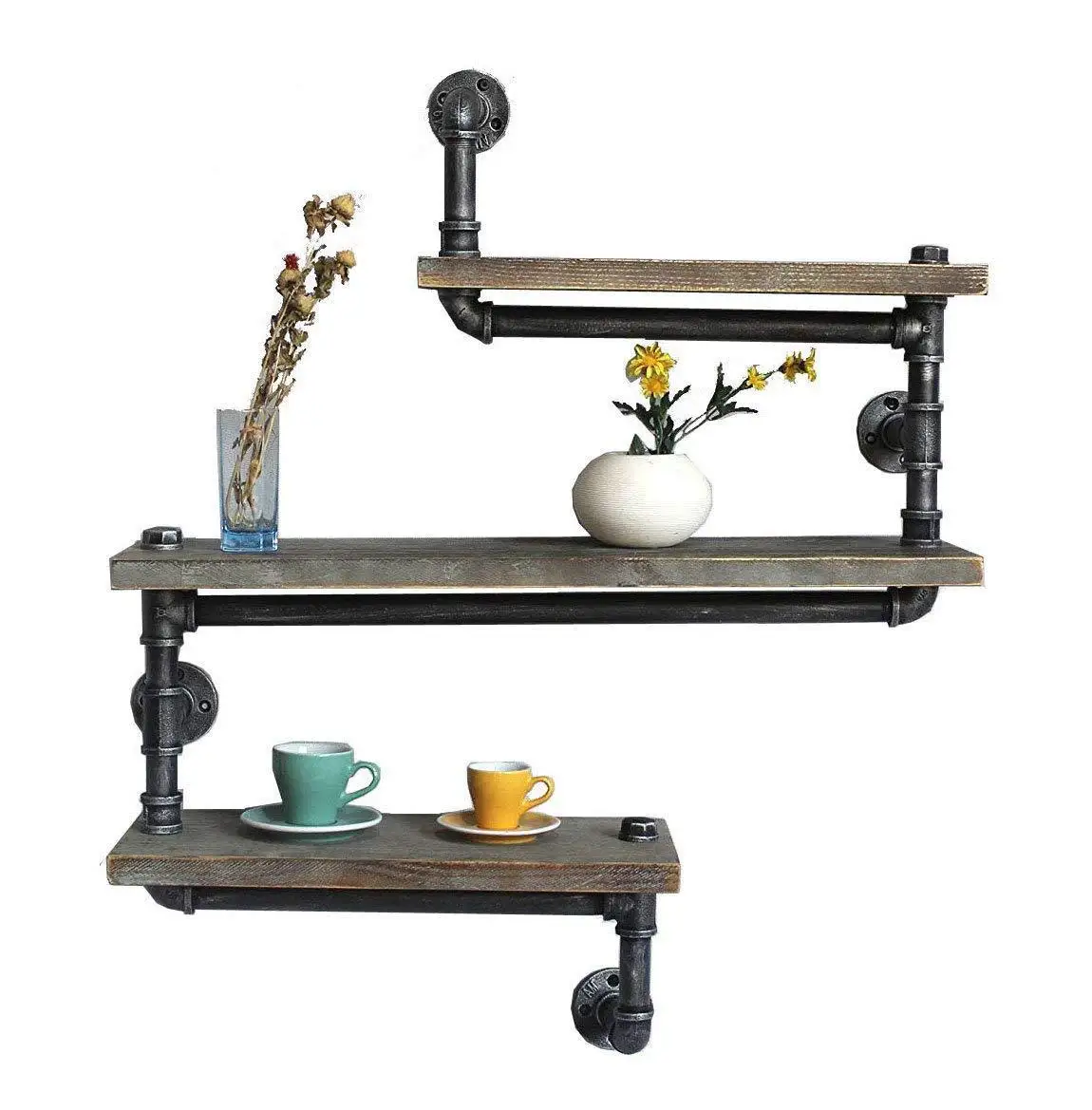 Rural water pipe rack Wall-mounted metal bracket on home wall Living room Bedroom storage rack 
Rural water pipe rack Wall-mounted metal bracket on home wall Living room Bedroom storage rack
