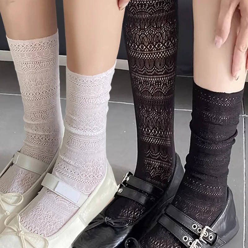 New Spring Summer Mesh Hollowed Out White Pile Socks for Women Nylon Thin Retro Flower Crew Lace Socks Breathable Cotton Sock
New Spring Summer Mesh Hollowed Out White Pile Socks for Women Nylon Thin Retro Flower Crew Lace Socks Breathable Cotton Sock