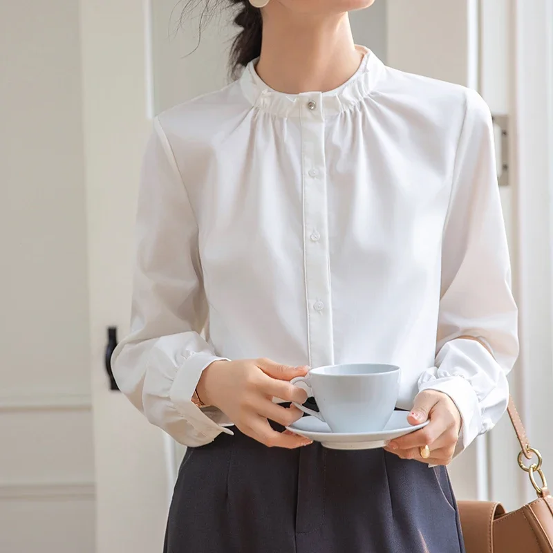 Fashion Long Sleeve Stand Collar Women Blouse White Blouse Shirt Women Tops Blouses Shirts Blusas Para Mujer Camisas Blusa N126
Fashion Long Sleeve Stand Collar Women Blouse White Blouse Shirt Women Tops Blouses Shirts Blusas Para Mujer Camisas Blusa N126