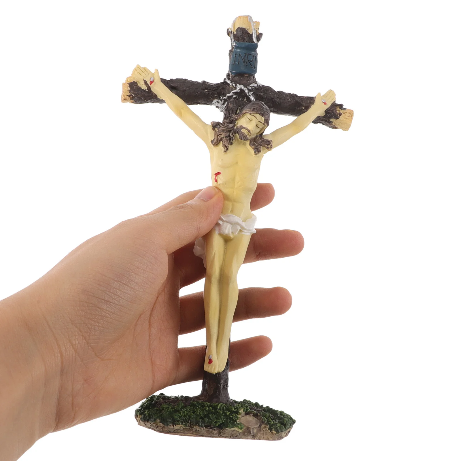 Jesus Figure on Cross Sculpture: Detailed Resin Table Decoration for Prayer Space - Wall Mountable Faith Accent with Moss Base
Jesus Figure on Cross Sculpture: Detailed Resin Table Decoration for Prayer Space - Wall Mountable Faith Accent with Moss Base