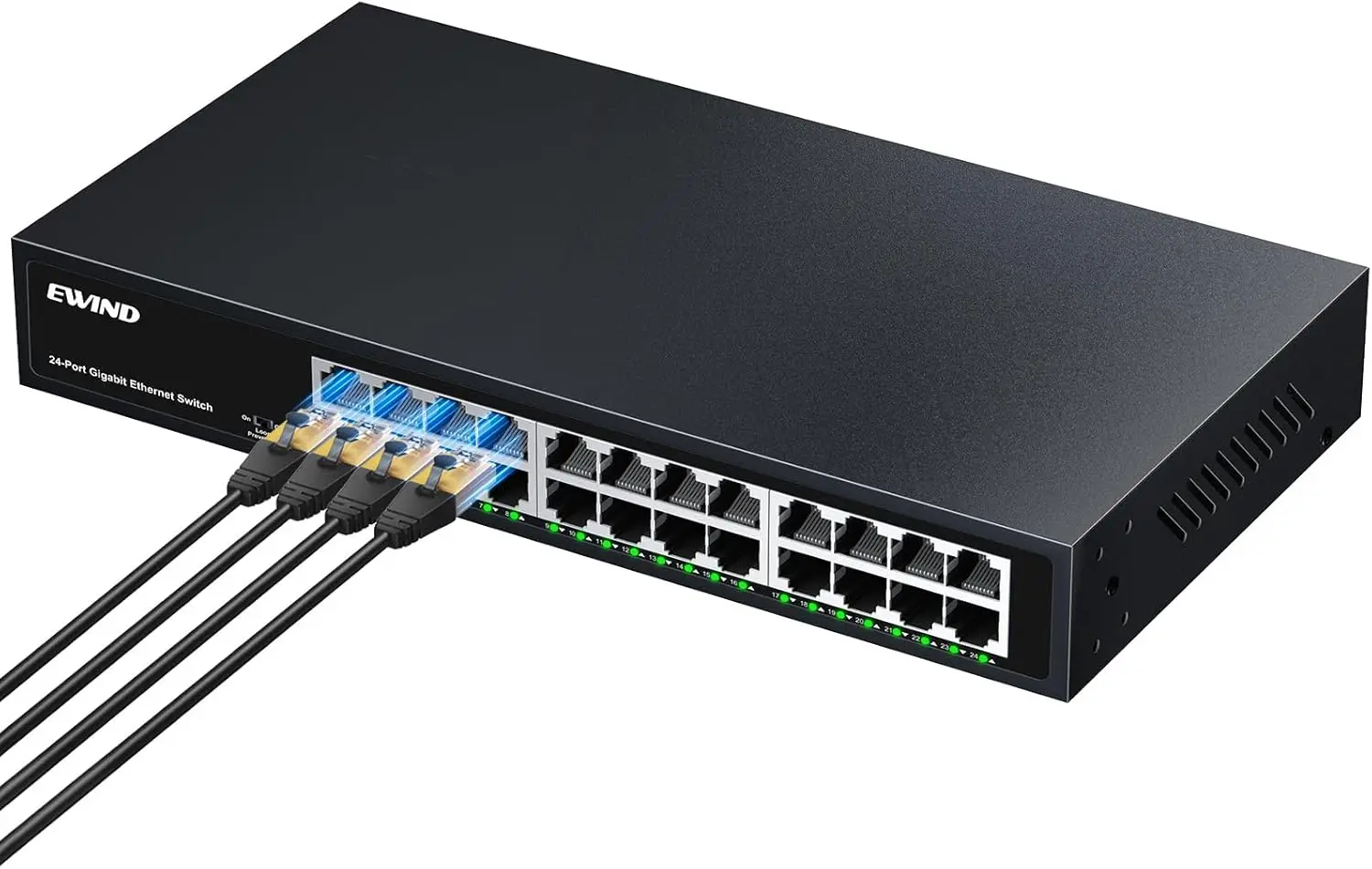24 Port Gigabit Ethernet Switch, Plug & Play, Fanless Metal Housing, Desktop/Wall Mount
24 Port Gigabit Ethernet Switch, Plug & Play, Fanless Metal Housing, Desktop/Wall Mount
