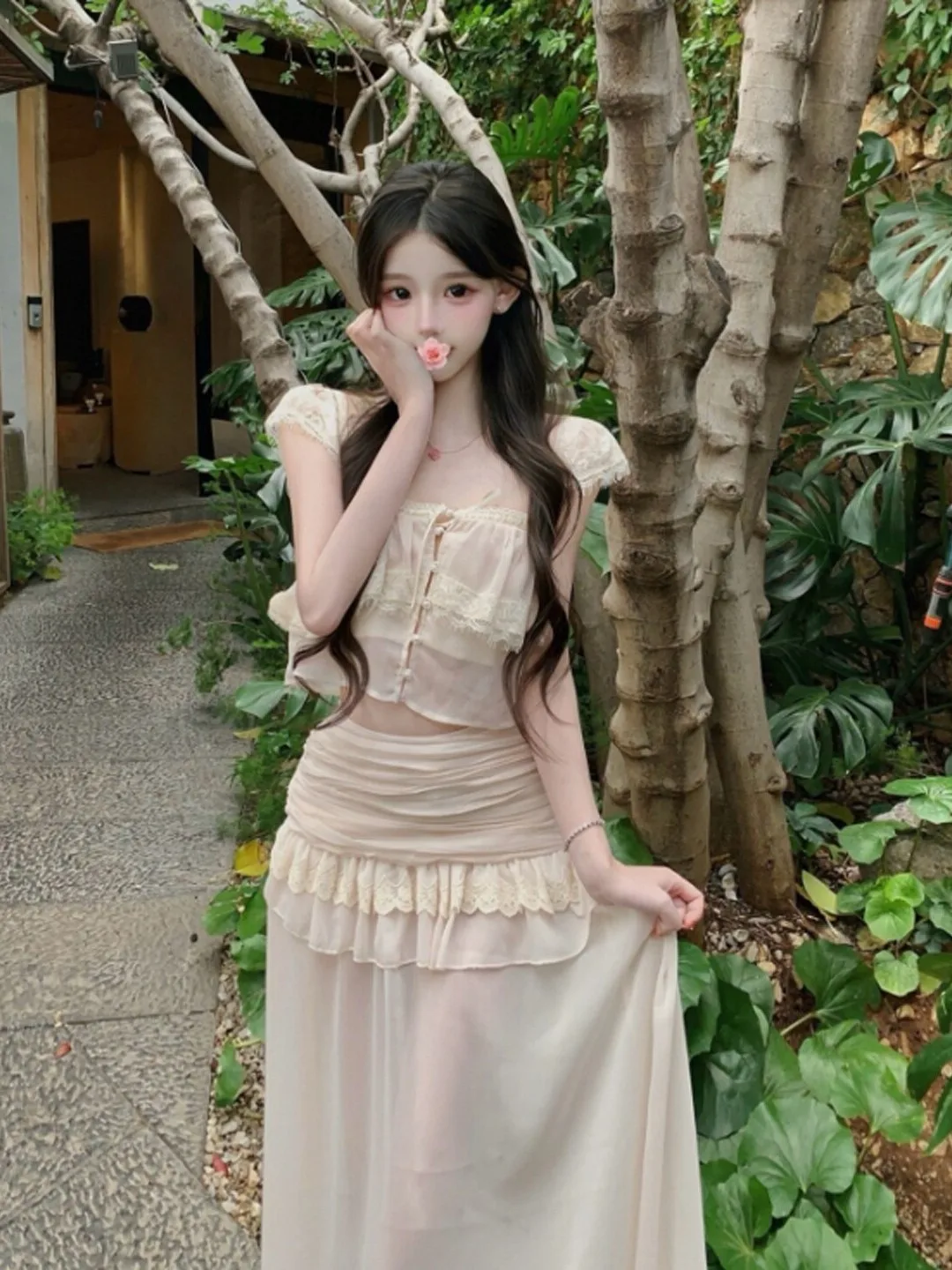 Summer Soft Style Half-length Skirt Set Women's Comfortable Fit Casual Fashion Two-piece Outfit with Fly-sleeve Top And Skirt
Summer Soft Style Half-length Skirt Set Women's Comfortable Fit Casual Fashion Two-piece Outfit with Fly-sleeve Top And Skirt