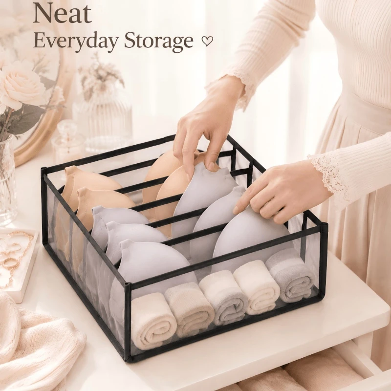 6-compartment Bra Organizer Drawer Divider - Foldable Breathable Mesh Bra Storage Box with 6 Dividers, Perfect For
6-compartment Bra Organizer Drawer Divider - Foldable Breathable Mesh Bra Storage Box with 6 Dividers, Perfect For