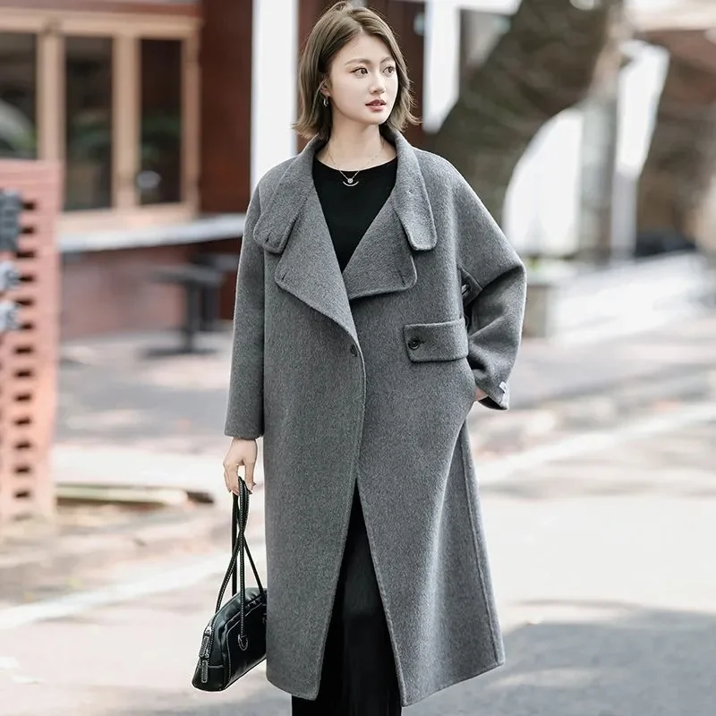 Autumn/Winter New Double sided Cashmere Coat Women's Medium to Long Korean Edition Loose High end Woolen Coat
Autumn/Winter New Double sided Cashmere Coat Women's Medium to Long Korean Edition Loose High end Woolen Coat
