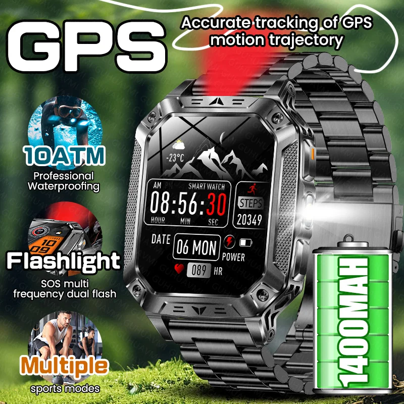 Новые умные часы для активного отдыха с GPS, водонепроницаемостью 10ATM, фонариком, SOS, многочастотным двойным фонариком, Bluetooth-вызовами и поддержкой спортивных функций, аккумулятор 1400 мАч
Новые умные часы для активного отдыха с GPS, водонепроницаемостью 10ATM, фонариком, SOS, многочастотным двойным фонариком, Bluetooth-вызовами и поддержкой спортивных функций, аккумулятор 1400 мАч