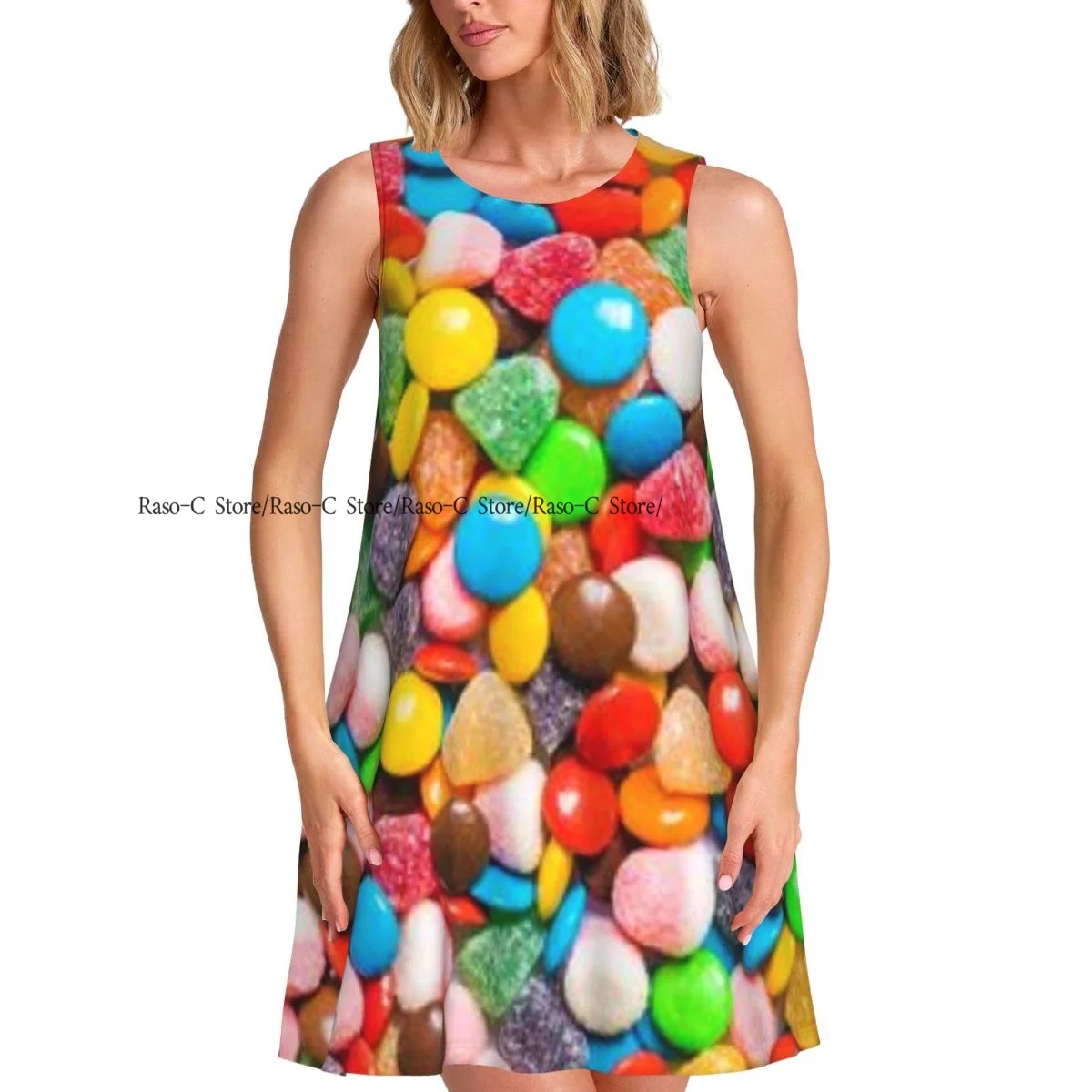 Summer Vest Dress Women's Sweet Dessert Colorful Gummi Candy Sleeveless Female Dresses
Summer Vest Dress Women's Sweet Dessert Colorful Gummi Candy Sleeveless Female Dresses