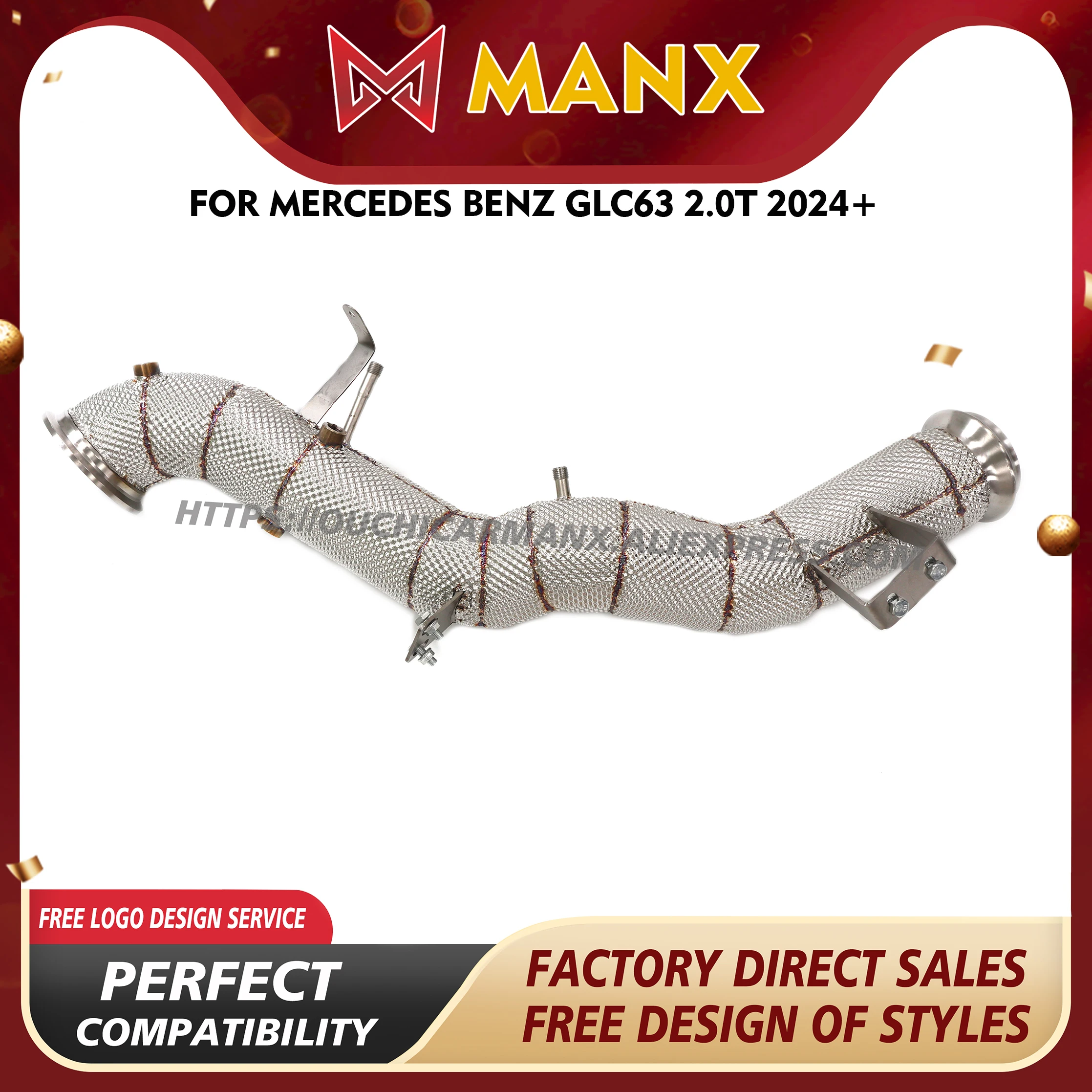 MANX for Mercedes Benz GLC63 2.0T 2024+ Downpipe SS304 Exhaust system Increase pipe diameter Heat shields
MANX for Mercedes Benz GLC63 2.0T 2024+ Downpipe SS304 Exhaust system Increase pipe diameter Heat shields