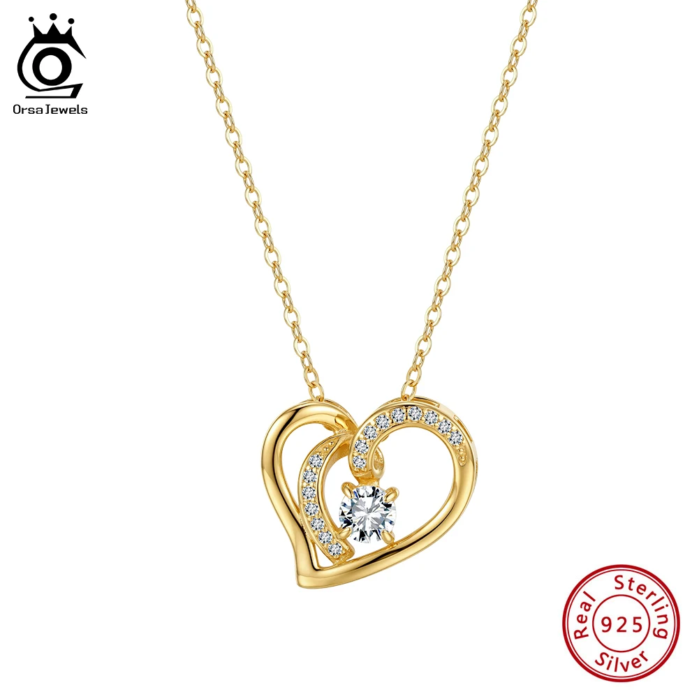 ORSA JEWELS Exquisite 925 Sterling Silver Double Heart D Color VVS Moissanite Pendant Necklace for Women Wedding Jewelry MON18
ORSA JEWELS Exquisite 925 Sterling Silver Double Heart D Color VVS Moissanite Pendant Necklace for Women Wedding Jewelry MON18
