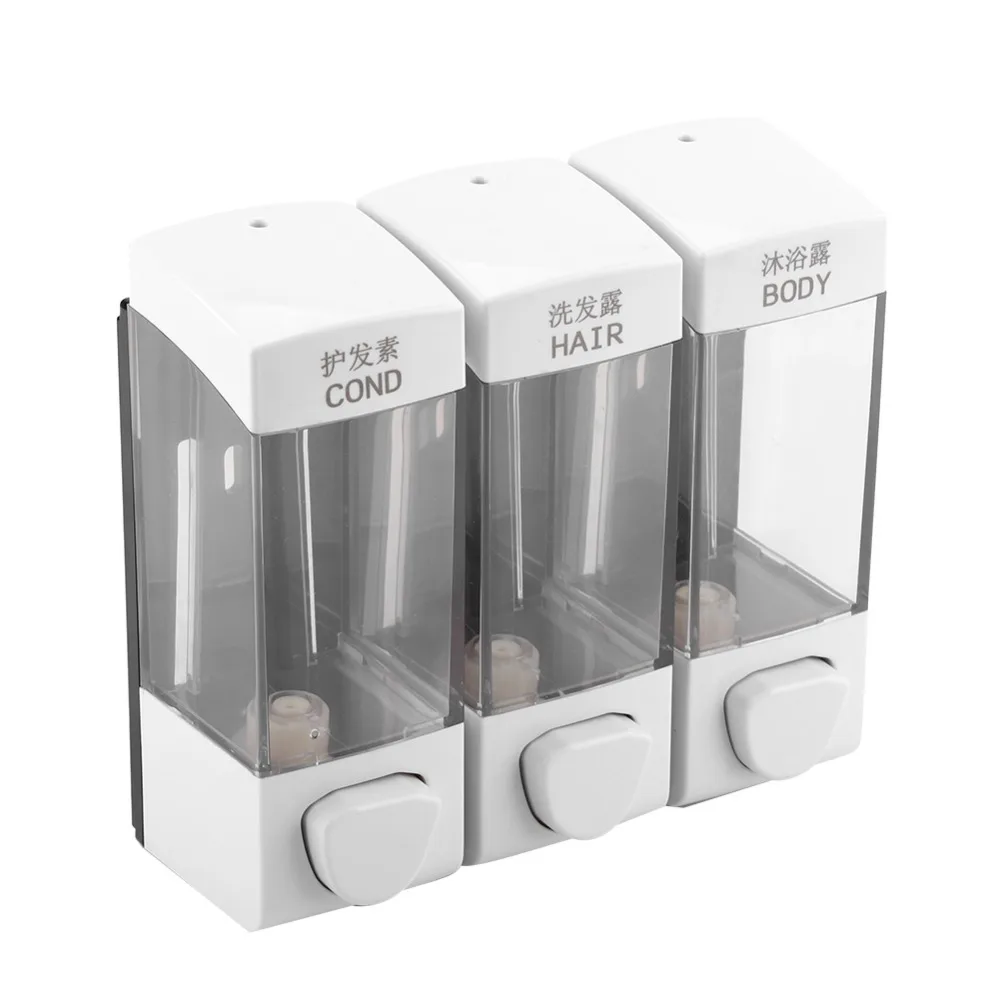 ABS Plastic 3-Chamber Soap Dispenser 1050ml Capacity White 3-Chamber Shower Dispenser Waterproof Refillable
ABS Plastic 3-Chamber Soap Dispenser 1050ml Capacity White 3-Chamber Shower Dispenser Waterproof Refillable