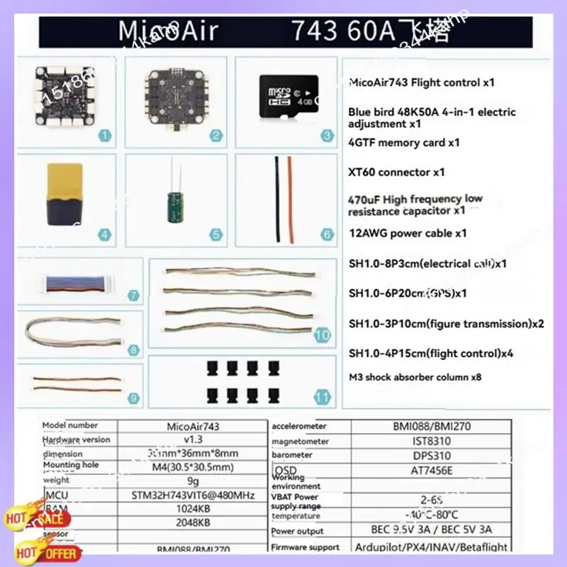 CLCU H743 FC&ESC Stack Micoair743 Контроллер полета Dual IMU Bluejay_48K 60A 4In1 ESC поддерживает прошивку PX4
CLCU H743 FC&ESC Stack Micoair743 Контроллер полета Dual IMU Bluejay_48K 60A 4In1 ESC поддерживает прошивку PX4