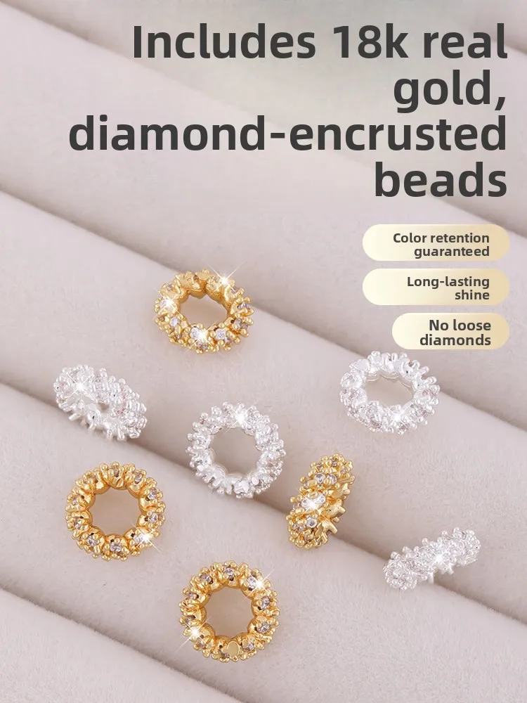 8K Gold Plated Pearl Crystal Bracelet Nelace Large Hole Wheel Beads DIY Faion Jewelry Accories Gold Hanhain
8K Gold Plated Pearl Crystal Bracelet Nelace Large Hole Wheel Beads DIY Faion Jewelry Accories Gold Hanhain