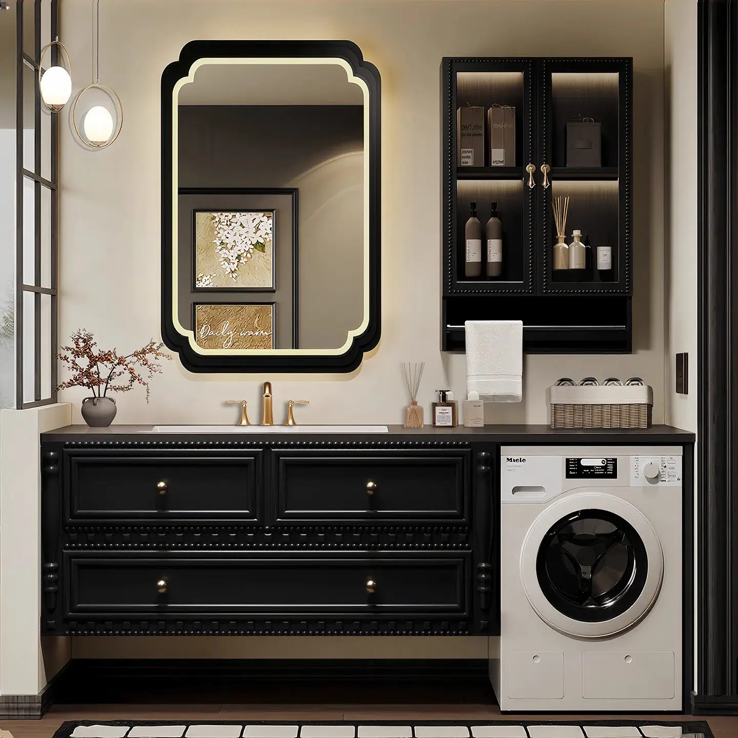 Washing machine integrated cabinet, rock slab seamless ceramic basin bathroom cabinet, hand and face cabinet
Washing machine integrated cabinet, rock slab seamless ceramic basin bathroom cabinet, hand and face cabinet