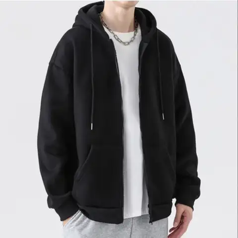 Men's thick casual zipper hoodie comes in three colors suitable for outdoor sports and hiking  and can be machine washed