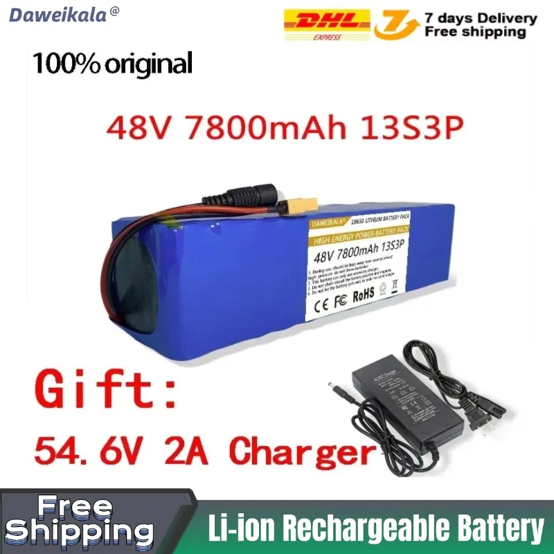 Литий-ионный аккумулятор Daweikala 48 В 10,5 Ач 13S3P XT60 DC 18650 для E-BK с зарядным устройством BMS 54,6 В
Литий-ионный аккумулятор Daweikala 48 В 10,5 Ач 13S3P XT60 DC 18650 для E-BK с зарядным устройством BMS 54,6 В