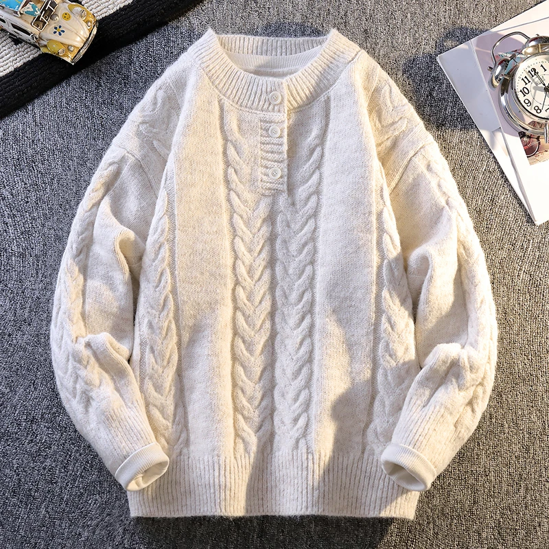Knitted Button High-quality Knitted Sweater 2025 Fashion Solid Color Street Trend Autumn Winter Daily Casual Warm Pullover
Knitted Button High-quality Knitted Sweater 2025 Fashion Solid Color Street Trend Autumn Winter Daily Casual Warm Pullover
