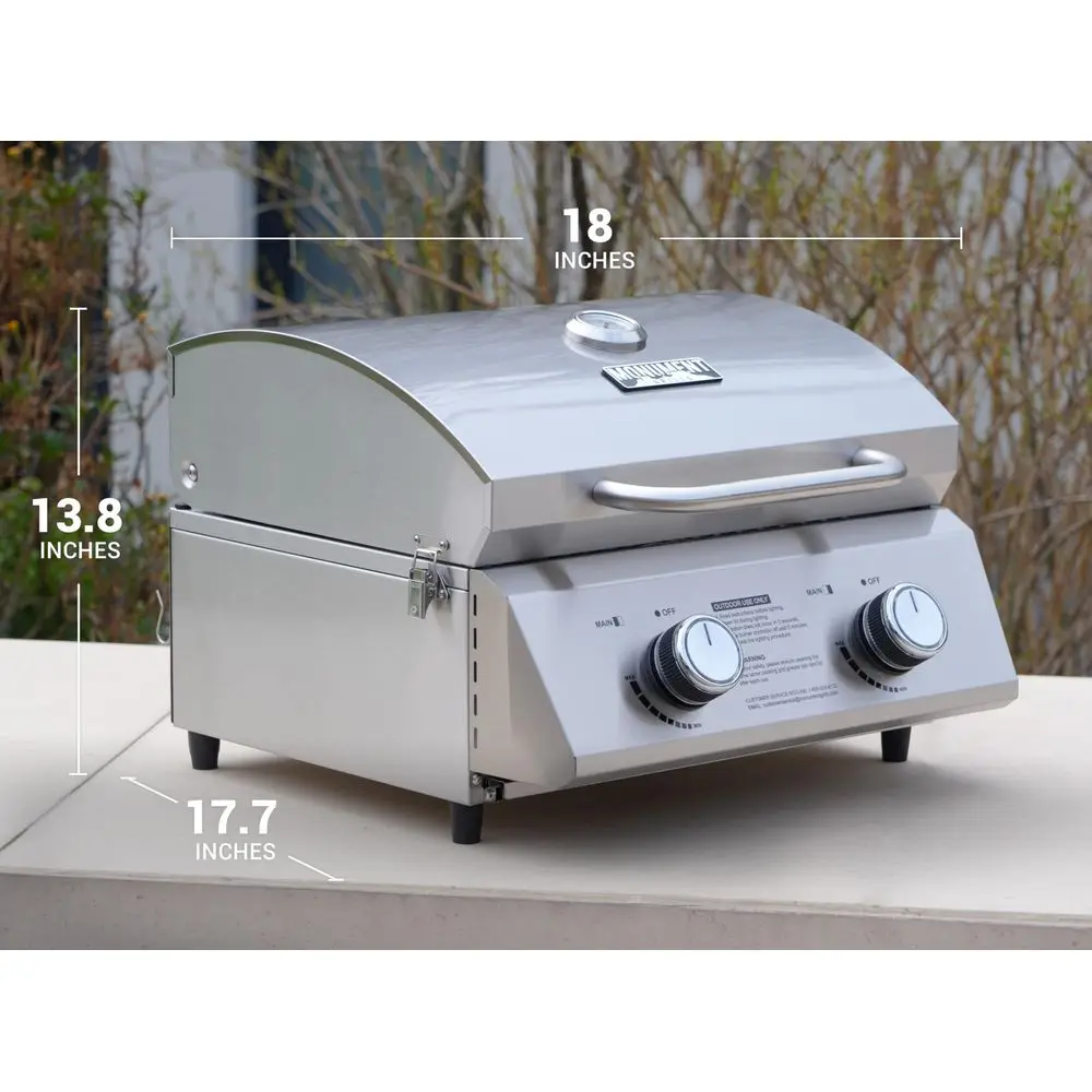 Tabletop Propane Gas Grill for Outdoor Portable Camping Cooking with Travel Locks, Stainless Steel High Lid, and Built in Therm
Tabletop Propane Gas Grill for Outdoor Portable Camping Cooking with Travel Locks, Stainless Steel High Lid, and Built in Therm