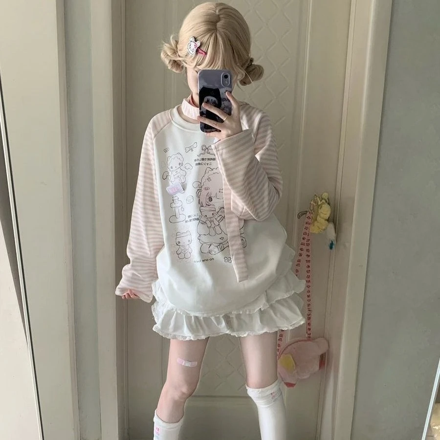 Оригинальный самодельный свитшот Sweet Girl Cat в розовую полоску с круглым вырезом и длинными рукавами, осенне-зимний милый универсальный топ Y2k
Оригинальный самодельный свитшот Sweet Girl Cat в розовую полоску с круглым вырезом и длинными рукавами, осенне-зимний милый универсальный топ Y2k