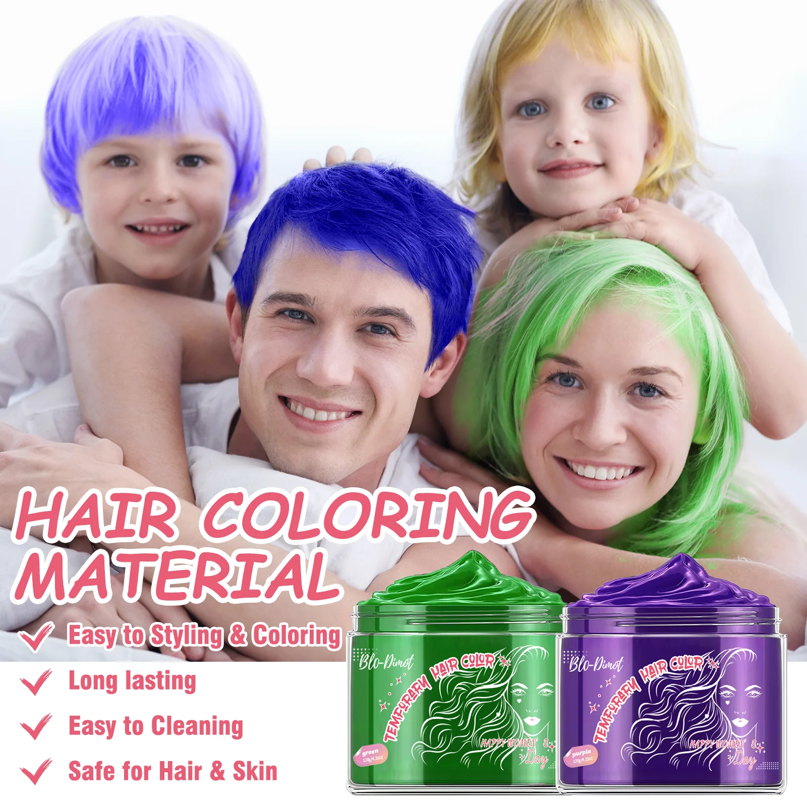 7 Colors Temporary Hair Dyed Mud Color Hair Colour Cream Styling Pomade Gentle for Hair Beard,Mustache and Pet Fur Easy To Wash
7 Colors Temporary Hair Dyed Mud Color Hair Colour Cream Styling Pomade Gentle for Hair Beard,Mustache and Pet Fur Easy To Wash