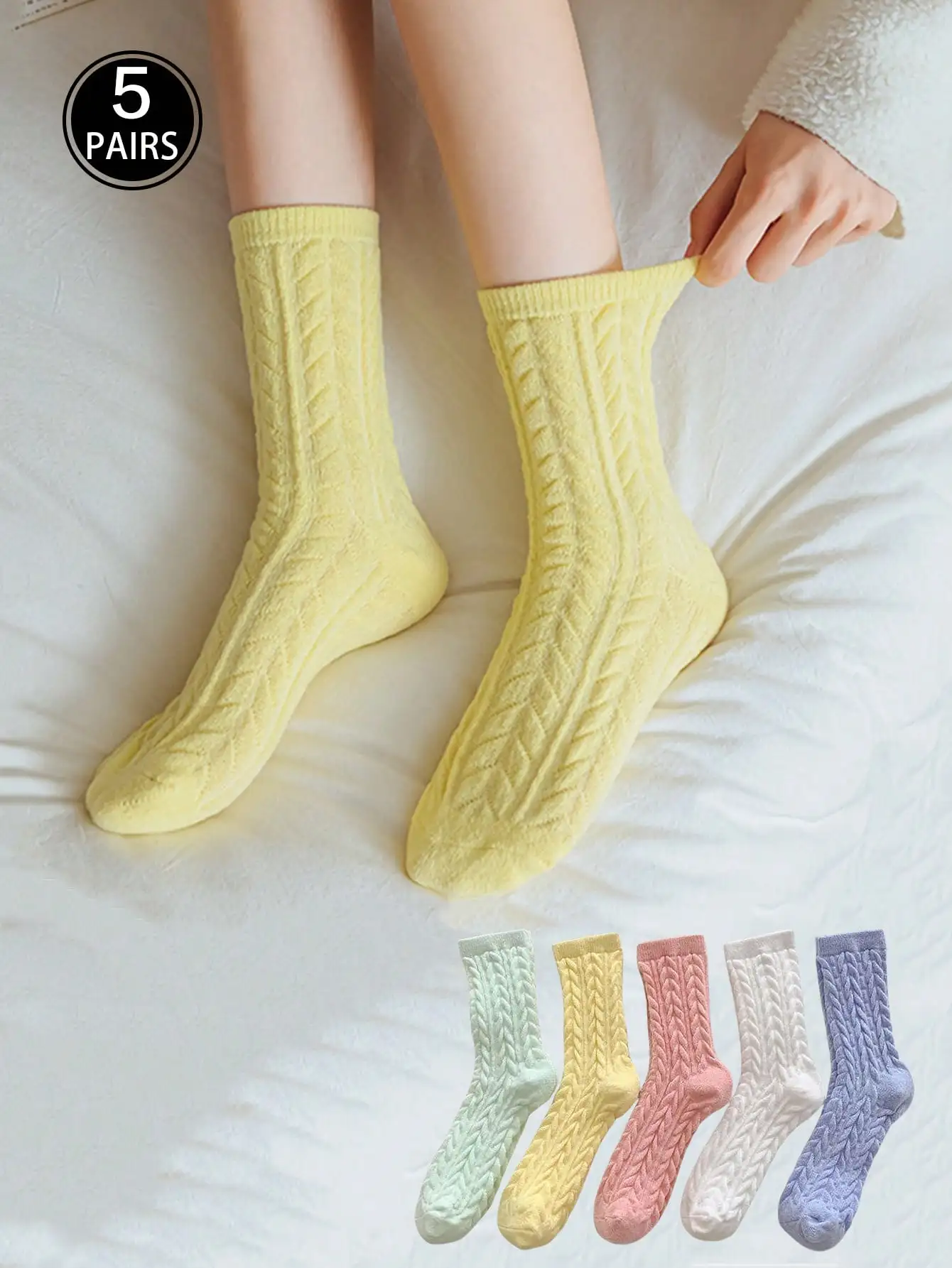 5 Pairs of Women's Candy Color Warm Long Socks, Hundreds of Twisted Socks/Lazy Socks/Home Socks, Winter Cold Socks
5 Pairs of Women's Candy Color Warm Long Socks, Hundreds of Twisted Socks/Lazy Socks/Home Socks, Winter Cold Socks