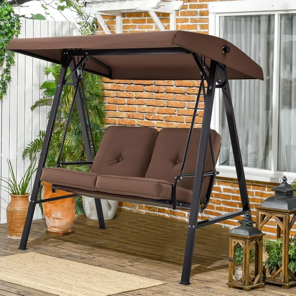 Outdoor Patio Swing Chair for Adults, 2-Seat Porch Swings with Adjustable Canopy, Outside Swing Bench with Removable Cushion
Outdoor Patio Swing Chair for Adults, 2-Seat Porch Swings with Adjustable Canopy, Outside Swing Bench with Removable Cushion