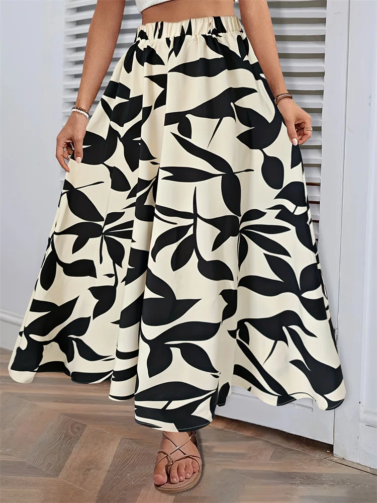 Fairyshely Casual Leaf Print Long Skirt For Women 2025 Summer Ruffle High Waist Maxi Skirt Ladies Elegant A line Pleated Skirt
Fairyshely Casual Leaf Print Long Skirt For Women 2025 Summer Ruffle High Waist Maxi Skirt Ladies Elegant A line Pleated Skirt