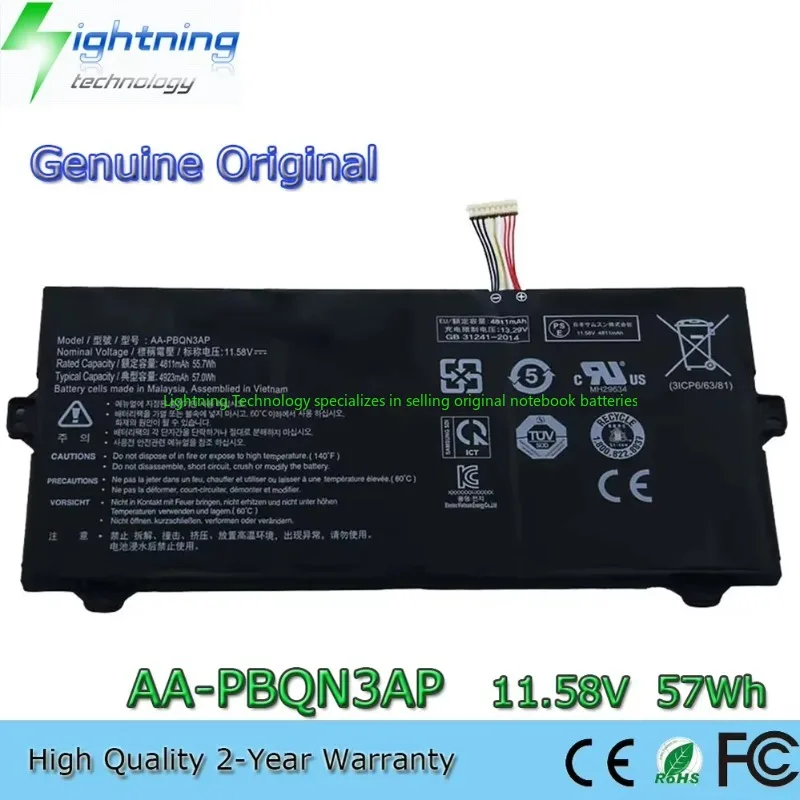 2025 Year New Genuine Original AA-PBQN3AP 11.58V 57Wh Notebook Battery for Samsung BA4300396A BA43-00396A 3ICP6/63/81
2025 Year New Genuine Original AA-PBQN3AP 11.58V 57Wh Notebook Battery for Samsung BA4300396A BA43-00396A 3ICP6/63/81