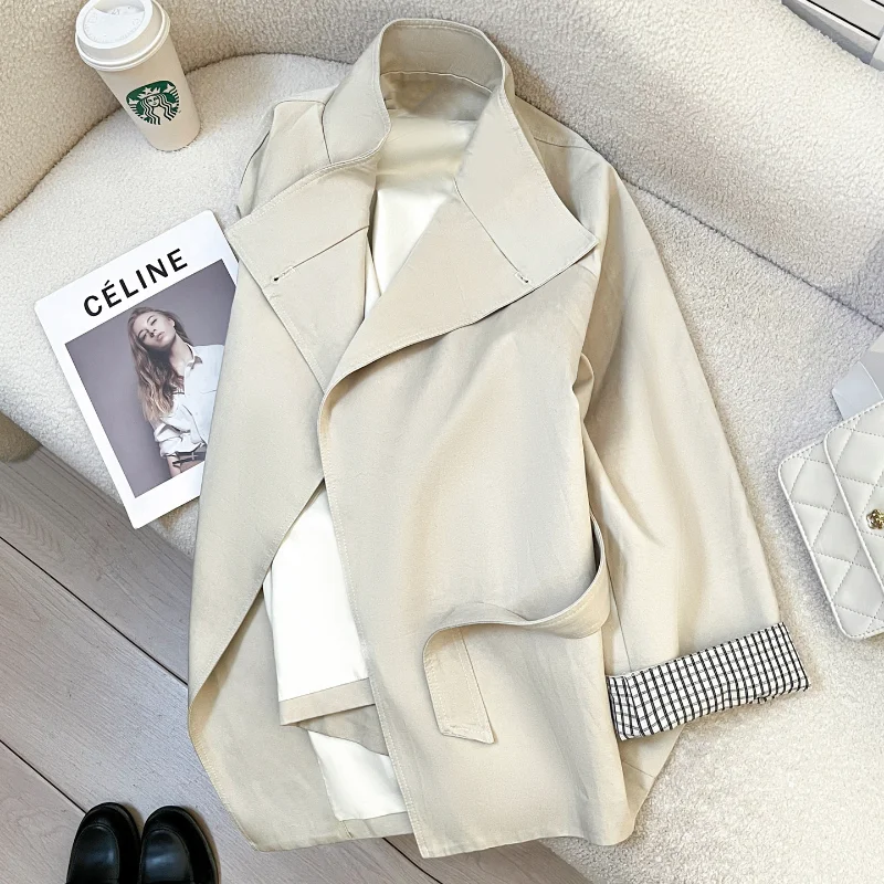 Beige Lace-up Silhouette Waist Trench Coat Women's Long High-quality Long-sleeved Plaid England Style Office Lady Casual Coat
Beige Lace-up Silhouette Waist Trench Coat Women's Long High-quality Long-sleeved Plaid England Style Office Lady Casual Coat