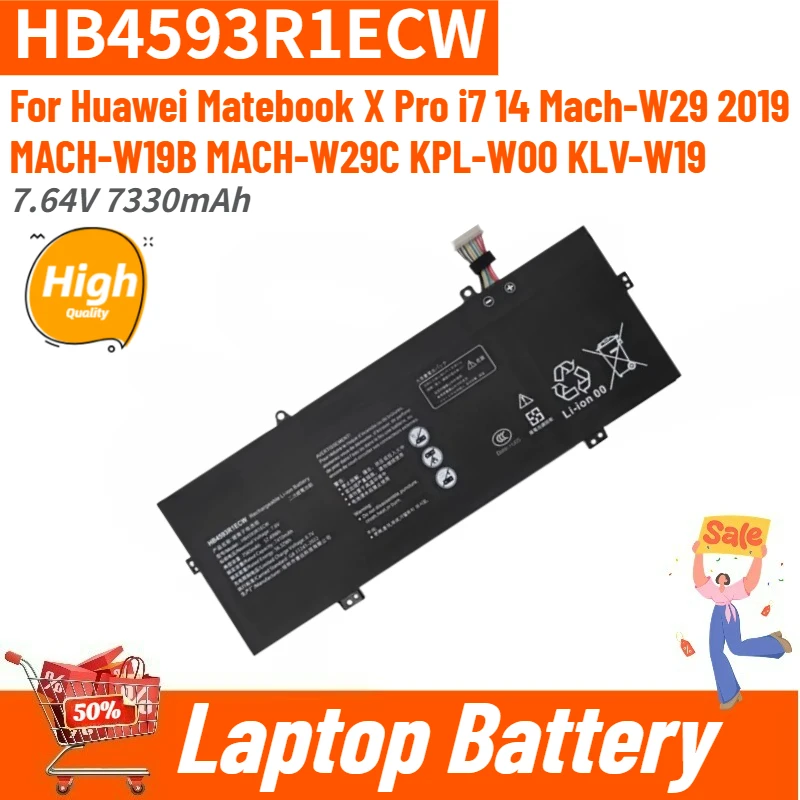 Brand New 7.64V 7330mAh HB4593R1ECW Laptop Battery for Huawei Matebook X Pro i7 14 Mach-W29 2019 MACH-W19B W29C KLV-W19 KPL-W00
Brand New 7.64V 7330mAh HB4593R1ECW Laptop Battery for Huawei Matebook X Pro i7 14 Mach-W29 2019 MACH-W19B W29C KLV-W19 KPL-W00
