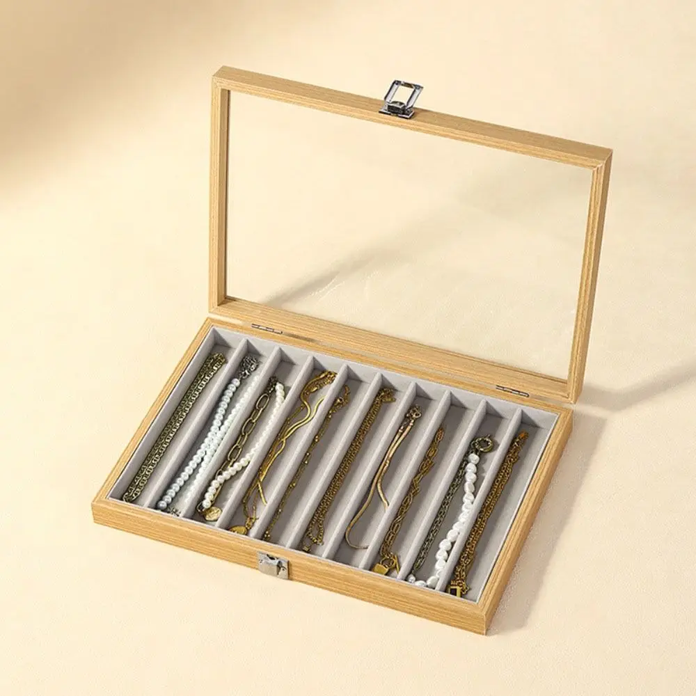 Velvet Fabric Jewelry Storage Tray Solid Color Glass Lid Pendant Display Case Dust Proof Large Capacity Long Necklace Box
Velvet Fabric Jewelry Storage Tray Solid Color Glass Lid Pendant Display Case Dust Proof Large Capacity Long Necklace Box