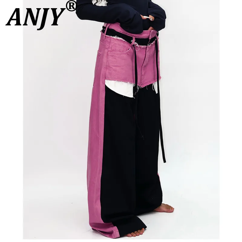 ANJY, осенне-зимние новые женские американские джинсовые лоскутные модные двухсекционные джинсы с цветными блоками, шикарные уличные брюки-карго A16064
ANJY, осенне-зимние новые женские американские джинсовые лоскутные модные двухсекционные джинсы с цветными блоками, шикарные уличные брюки-карго A16064