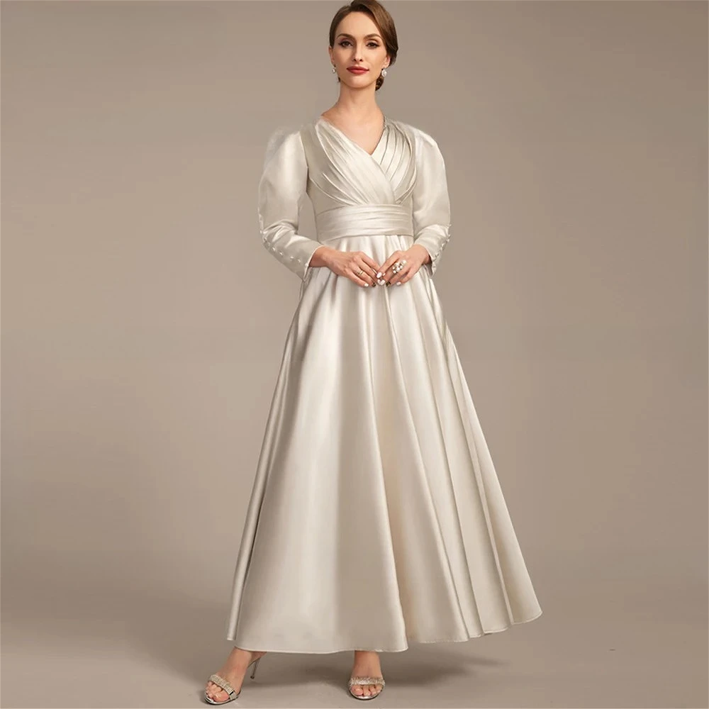 Customized Satin Elegant Mother of the Bride Dresses A-line V-Neck Wedding Guest Dresses Prom Party Evening Gowns
Customized Satin Elegant Mother of the Bride Dresses A-line V-Neck Wedding Guest Dresses Prom Party Evening Gowns