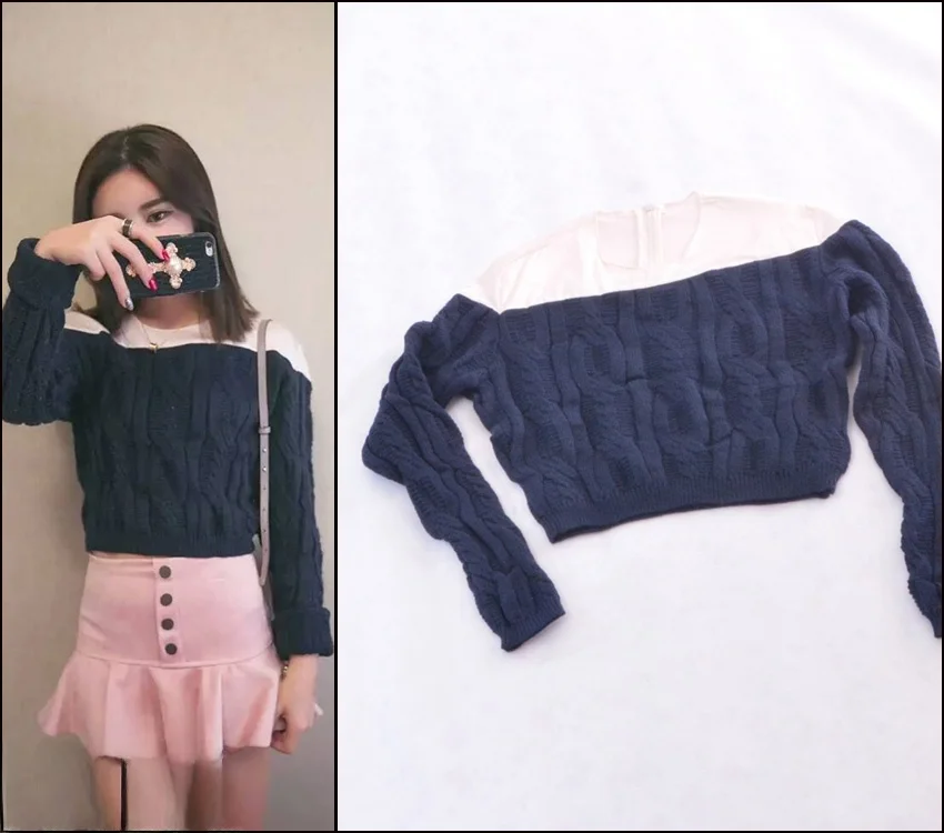 Korean Style Twist Knit Top Fashionable Splice Long Sleeve Short Women's Base Shirt Sweater Half High round Neck Spring 2024
Korean Style Twist Knit Top Fashionable Splice Long Sleeve Short Women's Base Shirt Sweater Half High round Neck Spring 2024