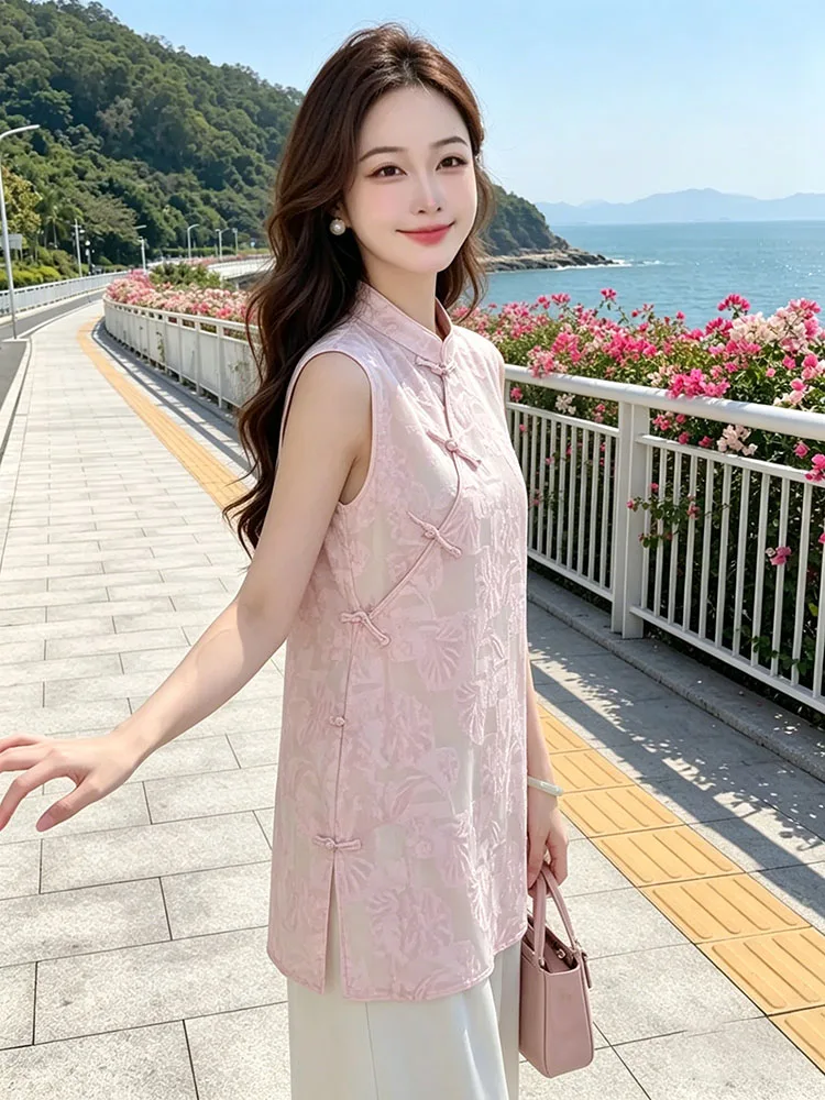 New Chinese Style Floral Print Sleeveless Vest Women's Summer 2026 Pink Shirt Straight Cut European Korean Trend Mid-Length
New Chinese Style Floral Print Sleeveless Vest Women's Summer 2026 Pink Shirt Straight Cut European Korean Trend Mid-Length