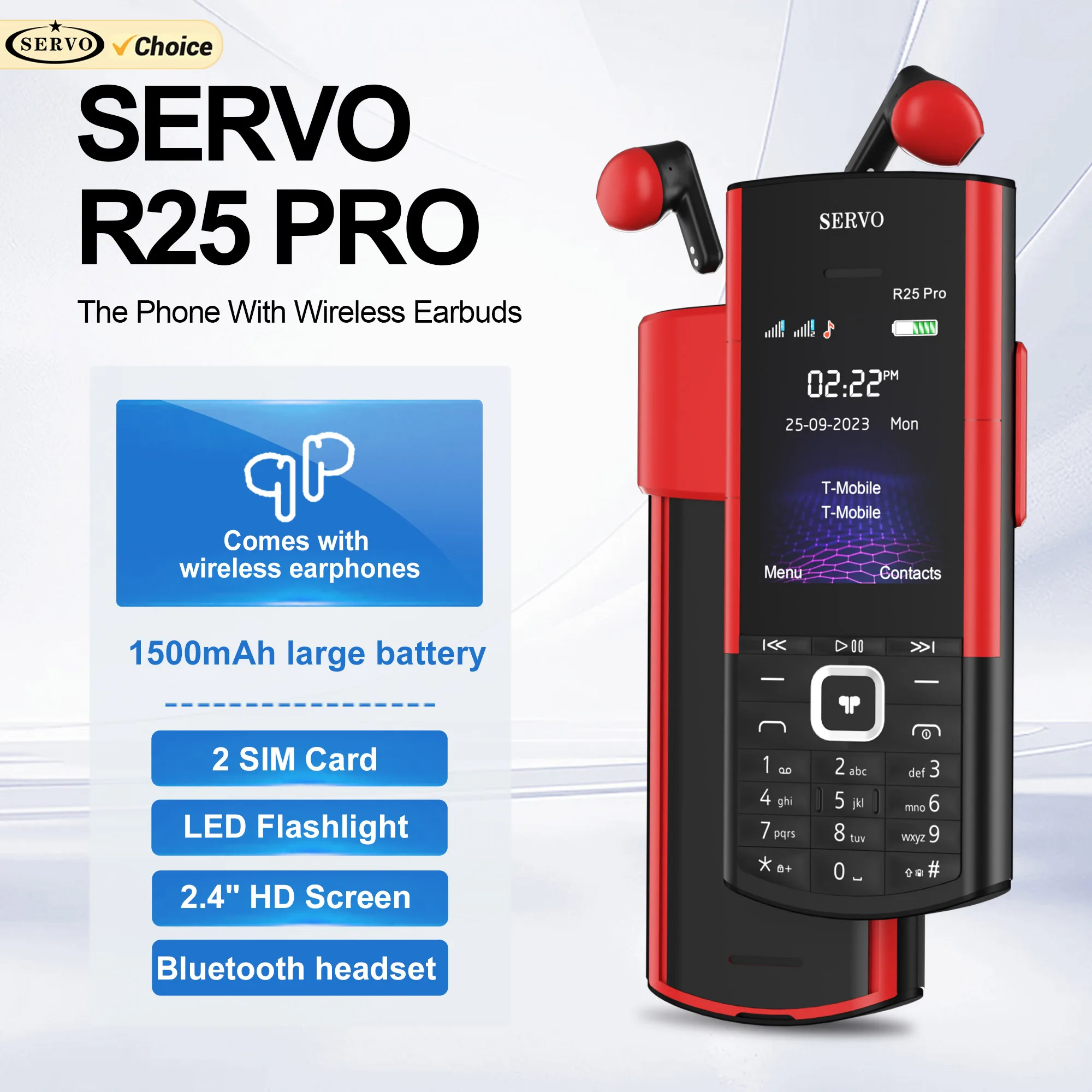 SERVO R25 PRO Button Mobile Phone Built in Bluetooth Earphones FM Radio Blacklist Call Recording 2 SIM Card 2G Feature Cellphone
SERVO R25 PRO Button Mobile Phone Built in Bluetooth Earphones FM Radio Blacklist Call Recording 2 SIM Card 2G Feature Cellphone