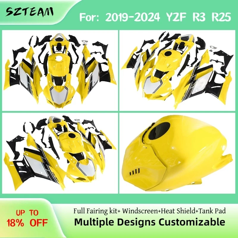 For YAMAHA YZF-R3 R25 2019-2024 Custom Motorcycle Fairings YZFR25 R3 19-24 Replacement ABS Plastic Fairing Kit
For YAMAHA YZF-R3 R25 2019-2024 Custom Motorcycle Fairings YZFR25 R3 19-24 Replacement ABS Plastic Fairing Kit