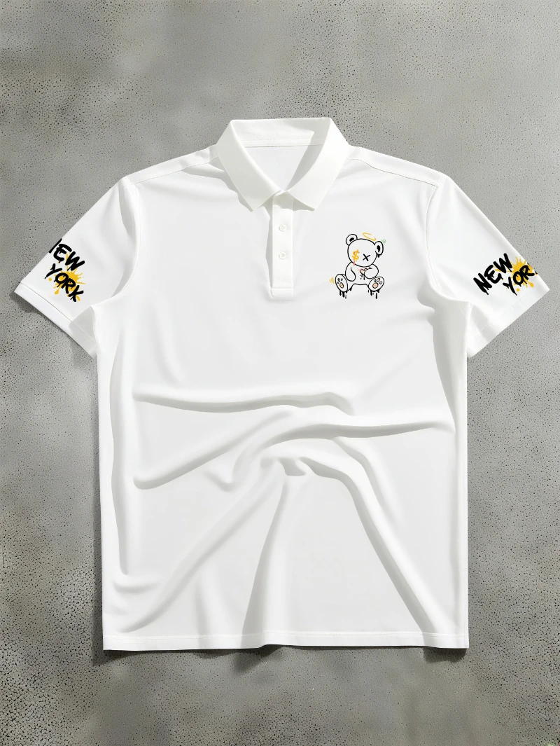 European and American Adult Men's Graffiti Teddy Bear Printed Short Sleeved Polo Shirt with A Lapel Collar
European and American Adult Men's Graffiti Teddy Bear Printed Short Sleeved Polo Shirt with A Lapel Collar