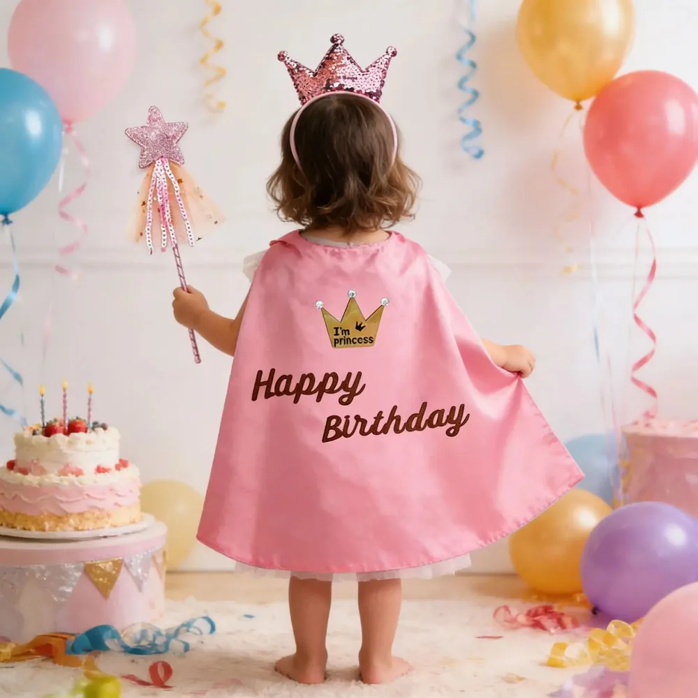 Baby Cape Set with Sequin Crown Headband and Star Wand for Birthday Party Halloween Carnival Cosplay Fancy Dress Up Costume
Baby Cape Set with Sequin Crown Headband and Star Wand for Birthday Party Halloween Carnival Cosplay Fancy Dress Up Costume