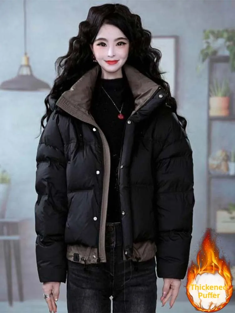 Loose Fitted Hooded Thickened Warm Cotton Jacket Women's Winter Coat Small Size Outerwear Korean Style Long Sleeve Zipper
Loose Fitted Hooded Thickened Warm Cotton Jacket Women's Winter Coat Small Size Outerwear Korean Style Long Sleeve Zipper