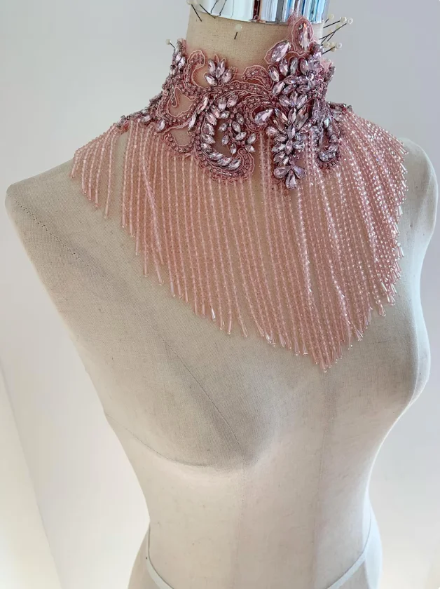 Pink Rhinestone Applique With Crystal Fringe For Dress, Dance Costume, Party Dress, Stage Performance, Body Jewelry
Pink Rhinestone Applique With Crystal Fringe For Dress, Dance Costume, Party Dress, Stage Performance, Body Jewelry