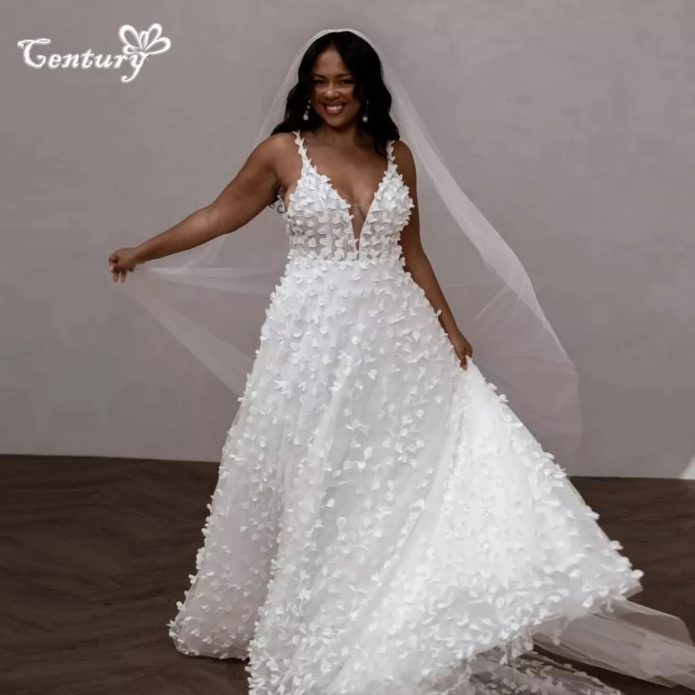 Floral Wedding Dress Women Spaghetti Straps A-Line 3D Flowers Boho Bridal Gowns for Bride Vestidos De Novia Customized
Floral Wedding Dress Women Spaghetti Straps A-Line 3D Flowers Boho Bridal Gowns for Bride Vestidos De Novia Customized