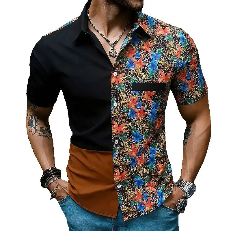 Summer Men's Leopard Print Color Block Short Sleeve Shirt Fashion Patchwork Design Nightclub Party Streetwear Shirts
Summer Men's Leopard Print Color Block Short Sleeve Shirt Fashion Patchwork Design Nightclub Party Streetwear Shirts
