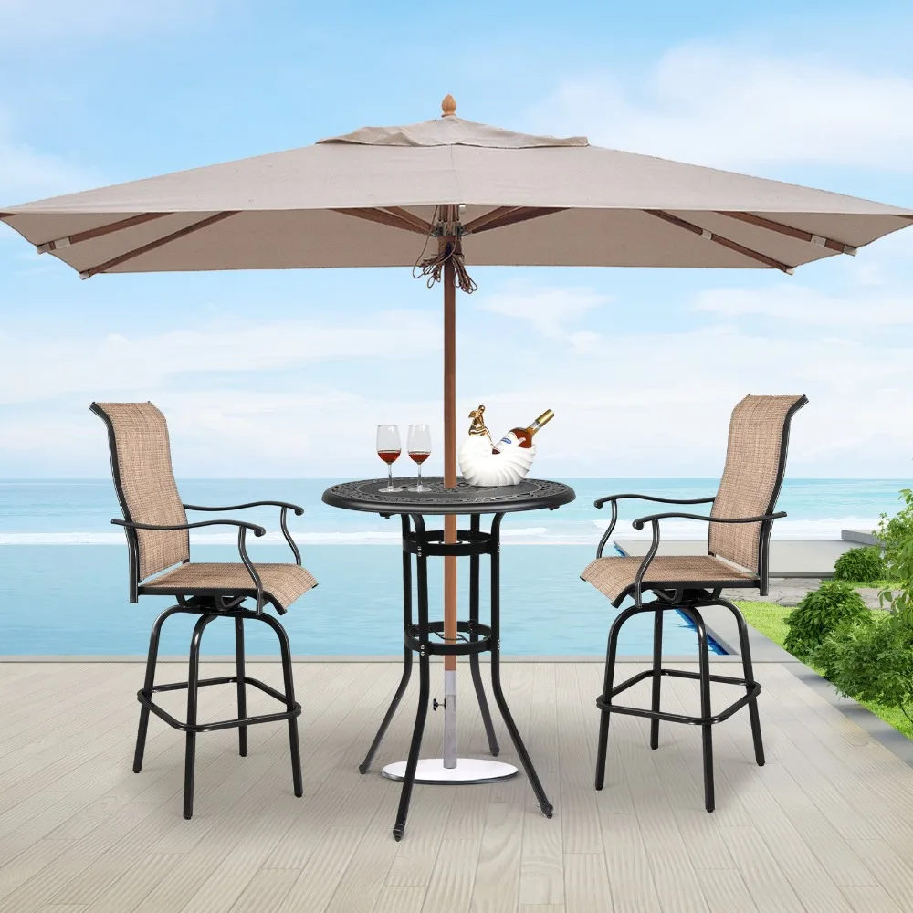 41" Outdoor Patio Bar Table All-Weather Cast Aluminium Round with Umbrella Hole
41" Outdoor Patio Bar Table All-Weather Cast Aluminium Round with Umbrella Hole