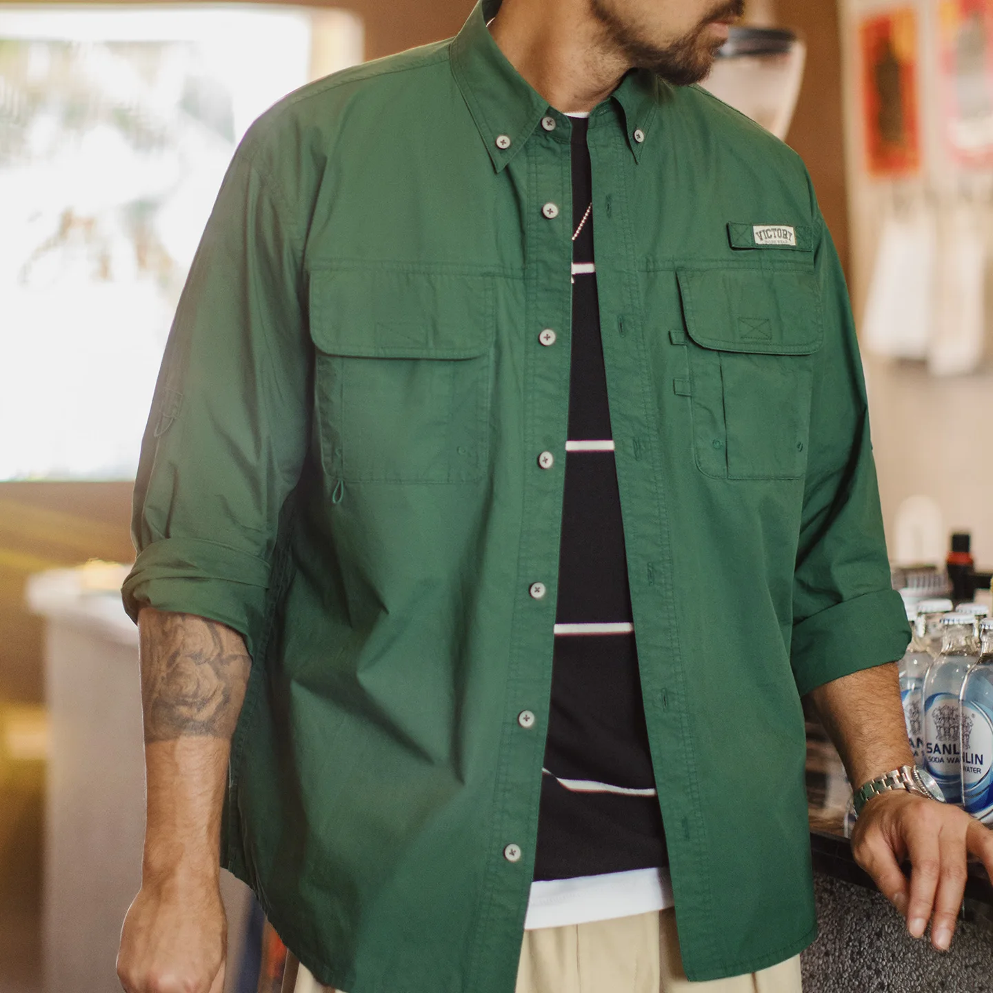 Maden Men's Vintage Multi-Pocket Long-Sleeve Shirt Green Cotton Loose Fit Single-Breasted Overshirt Lightweight Casual Blouse
Maden Men's Vintage Multi-Pocket Long-Sleeve Shirt Green Cotton Loose Fit Single-Breasted Overshirt Lightweight Casual Blouse