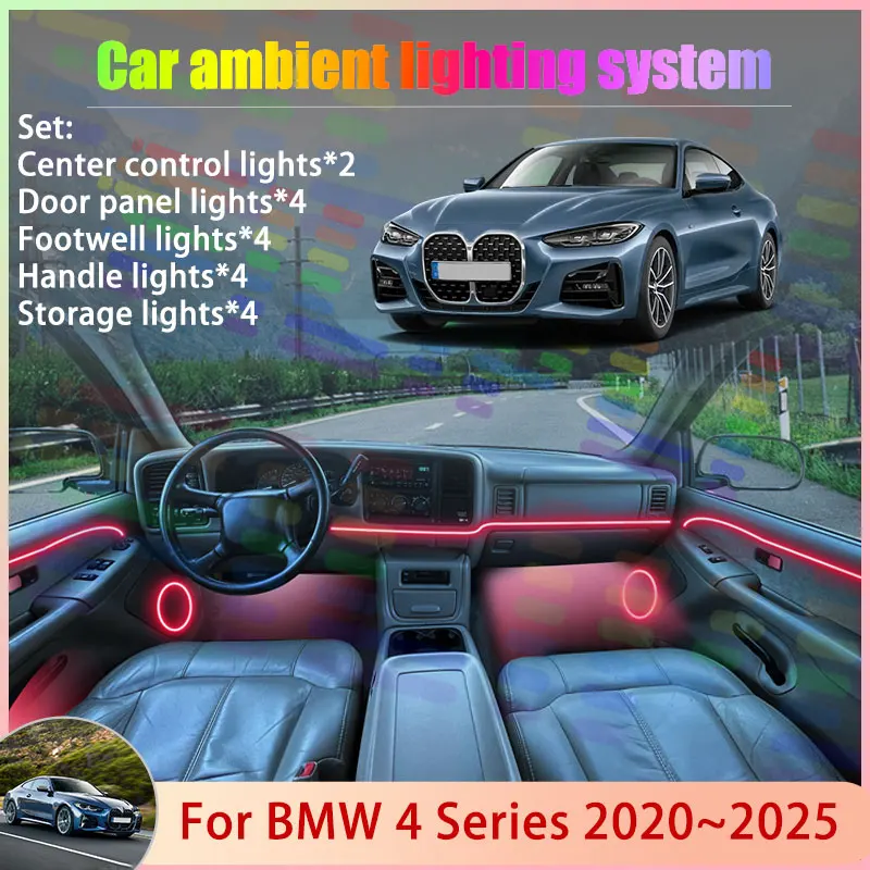 For BMW 4 Series G22 G23 G26 2020~2025 MK2 2021 2/18 in 1 Car Atmosphere Light Lamp RGB Shade Ensemble Streamer Atmosphere Set
For BMW 4 Series G22 G23 G26 2020~2025 MK2 2021 2/18 in 1 Car Atmosphere Light Lamp RGB Shade Ensemble Streamer Atmosphere Set